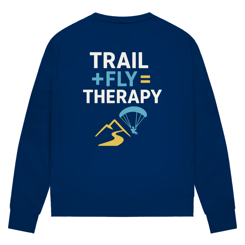 Damen Premium Bio Sweatshirt "Trail+Fly=Therapy"